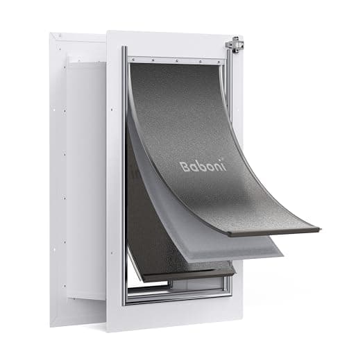 Baboni Pet Door for Wall,3-Flap,Steel Frame and Telescoping Tunnel, Aluminum Lock, Double Flap Dog Door and Cat Door, Strong and Durable (Pets Up to 100 Lb) -Large