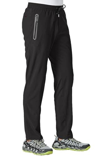 TBMPOY Men's Travel Hiking Pants Lightweight Athletic Pant Quick Dry Windbreaker Fishing Running Active Jogger Black L