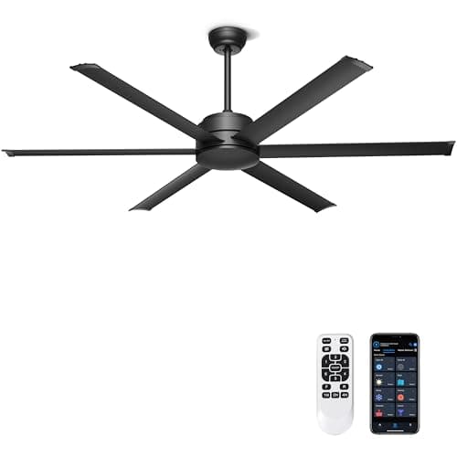 Ohniyou 60" Black Industrial Ceiling Fans No Lights for Patios, Garages