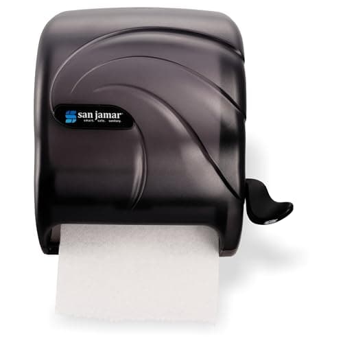 San Jamar Element Paper Towel Dispenser, Manual Lever Roll Storage Solution for Bathroom and Kitchen, 12.75" x 12.5" x 8.5", 1 Count, Black Pearl