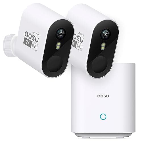 aosu 2K QHD Battery Security Cameras Wireless Outdoor System, 2-Cam-Kit