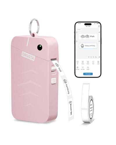 ORGSTA Label Maker, S001 Portable Bluetooth Label Maker Machine with Tape | Thermal Label Printer for Home, Office, School Organization, Wireless Mini Labeler, Sticker Maker, Multiple Templates, Pink