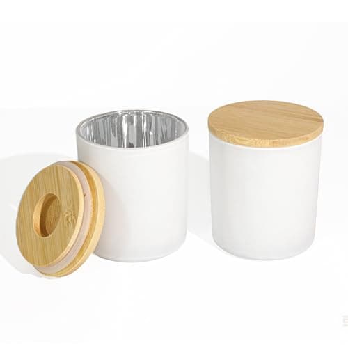 Candle Jars for Candle Making, Bamboo Lids, 10oz - 12 Pack