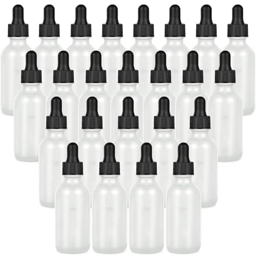 24 Pcs 2oz Clear Frosted Glass Essential Oil Bottles with Glass Droppers, Leak-Proof Reusable Containers for Essential Oils, Perfume, Serum, Lab Liquids, DIY Cosmetics, Aromatherapy Supplies