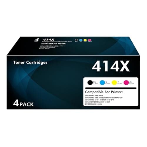 414X Toner Cartridges 4 Pack High Yield Replacement for HP 414X 414A Works for Color LaserJet Pro MFP M479fdw M479fdn M454dw M454dn M479 M454 Printer, Black Cyan Yellow Magenta (with Chip)