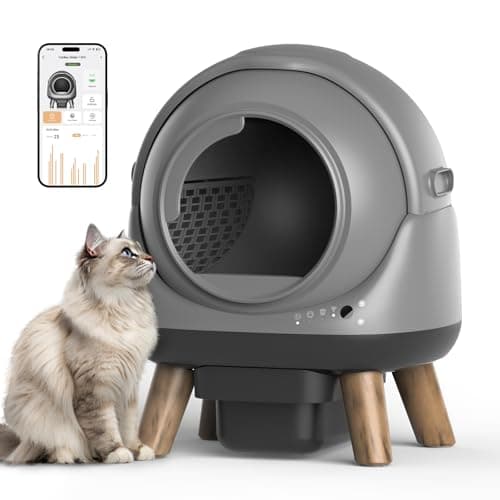 Self Cleaning Litter Box for Multiple Cats, G1 Automatic Litter Box with Smart APP Control & Health Monitoring, Includes 2 Roll Trash Bags and Litter Mat (Grey)