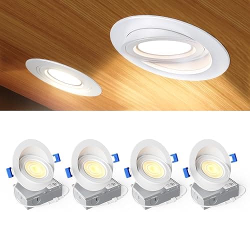 Ensenior 4 Pack 4 Inch LED Eyeball Gimbal Recessed Light, 5CCT Dimmable | 360°+90° Rotatable, 10%-100% Dimmable, 2700K-5000K Selectable, 9W 900LM, 90+CRI, 120V, 40° Beam, ETL&FCC&IC Certified