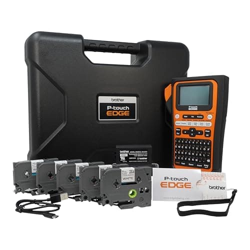 Brother PT-E310BTBP Bluetooth Industrial Label Printer Kit | Bluetooth and USB-C industrial label maker kit with tapes for professional identification needs