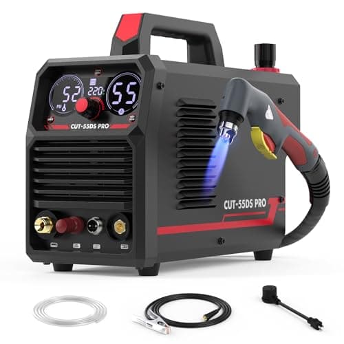 YESWELDER CUT-55DS PRO 55A Plasma Cutter, Non-HF, 110/220V, IPT40 Torch | Non-Touch Pilot Arc, Large LED Digital Display, Built-In Rear Air Filter, IP21 Rating, Overload and Overheat Protection