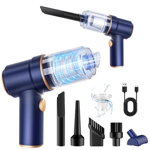 KMM Handheld Car Vacuum Cleaner, Hand Held Vacuum Cleaner and Air Duster | 9000PA Strong Suction, Cordless, 120W High Power, Multi-Nozzles & LED Light, for Home, Car, Office, Pet