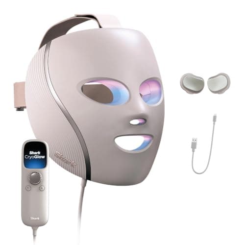 Shark CryoGlow LED Face Mask, Red Light Therapy, Under-Eye Cooling, FW312PK | Red, Blue & Deep Infrared Light, Skincare Device for Fine Lines & Acne, Clinically Tested & FDA-Cleared, 4 Modes, Rose Glow​