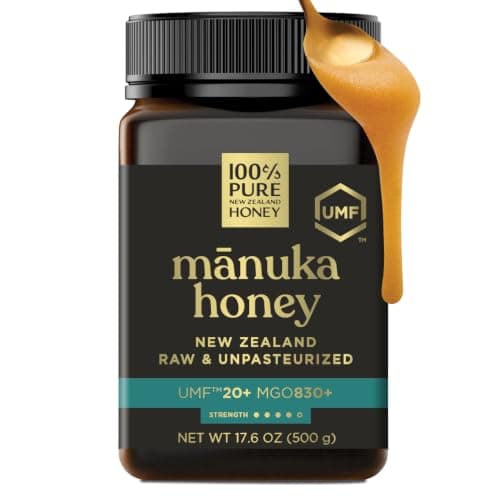 Raw Manuka Honey UMF 20+ MGO 830+ Certified Honey New Zealand 17.6 Oz Jar | 100% Pure New Zealand Honey | Raw Unfiltered Quality | UMF 20+ Certified | MGO 830+ | Smooth Texture | Award Winning Taste