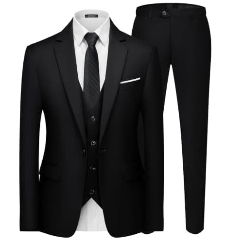 MAGE MALE Men's 3 Pieces Suit One Button Tuxedo Slim Fit Blazer Vest Pants | 20+ Colors,Elegant Style,Solid Color,Single Breasted，Notch lapel,Business,Party,Prom Party Wedding and Holidays