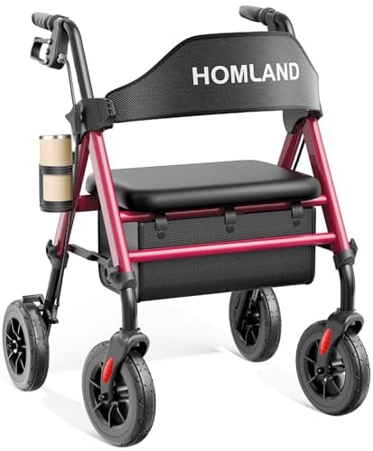 HOMLAND Foldable Rollator Walkers for Seniors with Seat, 17 lb Lightweight