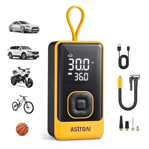 AstroAI L7 Air Tire Inflator Portable Air Compressor, 150PSI Car Bike Pump | Fast 1-Min Inflate, Cordless Electric Mini Pump with Digital Gauge, Auto Shutoff, LED Light for Car, SUV, Motorcycle, Bicycle