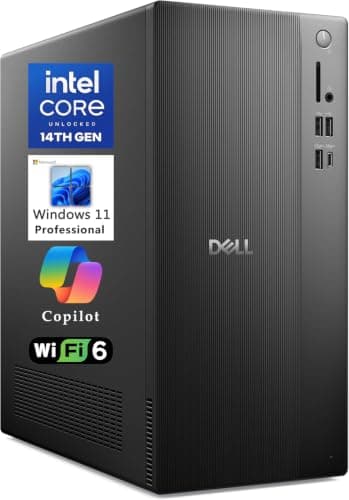 Dell Tower Desktop ECT1250, Intel i3-14100, 8GB DDR5 512GB SSD, Win 11 Pro | 4-Core Up to 4.70 GHz, Wifi 6, Support 4K Display, Bluetooth, Ethernet, TPM 2.0, Copilot AI Business PC for Professionals