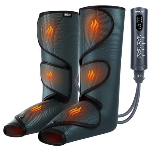 CINCOM Leg Massager with Heat and Air Compression FSA - HSA | Calf Foot Leg Massager for Circulation with 2 Heat 3 Modes 3 Intensities Adjustable Leg Wraps Gifts (with 2 Extensions)