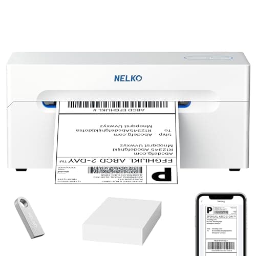 Nelko Bluetooth Thermal Shipping Label Printer, 4x6 Thermal Label Printer | Quick Setup, Fast Speed, Crisp Print Quality, Compatible with iPhone, Android, Windows&Mac, Work with Amazon Shopify Etsy UPS
