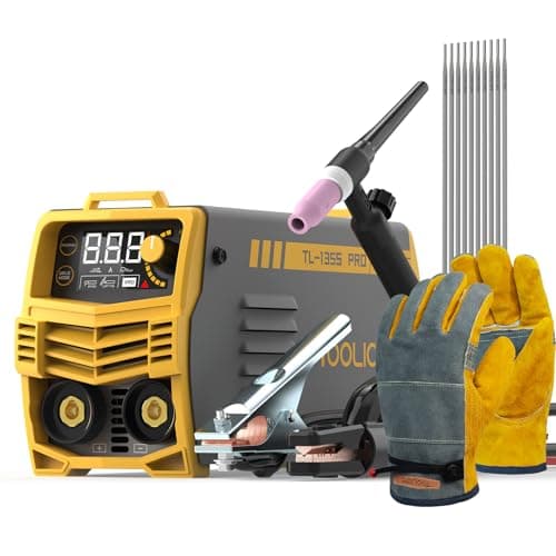 TOOLIOM 135A 110V Stick Welder Kit with Lift TIG Torch, rods & Gloves | Stick/Lift TIG 2-in-1 welder, smart LCD screen, adjustable hot start and arc force, simple controls for home DIY beginners