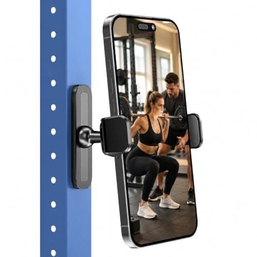 APPS2Car Magnetic Phone Holder for Gym, Alloy Base & Joint for Strong Hold | 360° Adjustable, Compatible with 4.7-6.5 Inch iPhone & Android Phones, Gym Accessories Gift for Men Women