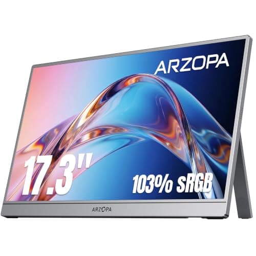ARZOPA 17.3" Portable Monitor Gray, 1080P FHD IPS 103% sRGB - Z1C Plus