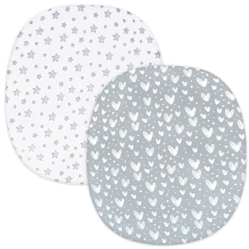 Bassinet Sheets for Graco Pack ‘n-Play Dome LX Bassinet(not playard) | 100% Cotton Sheets, Unisex Baby Bassinet Mattress Sheets for Baby Boy Girl, 2 Pack(Gray Print)