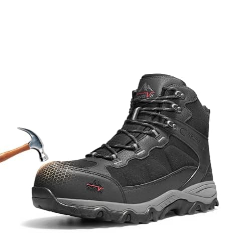 NORTIV 8 Men's Waterproof Steel Toe Work Boots,Black,10