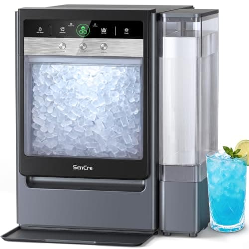Nugget Ice Maker Countertop 60lbs/24H, 5-Min Ice Output, UV-C Purify | Dual Water Tank, 4.84 lb Large Basket, Pre-filter, 80% Usable Ice Basket, Slower Ice Melt, 40dB Low Noise,Self-Cleaning