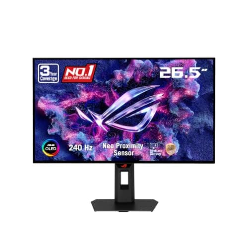 ASUS ROG XG27AQDMGR 27 Inch 1440p 240Hz Glossy OLED HDR Gaming Monitor | 0.03ms, OLED Care Pro, TrueBlack Glossy, Neo Proximity Sensor, ELMB Sync, DisplayHDR 400, DCI-P3 99%, for PS5 and Xbox