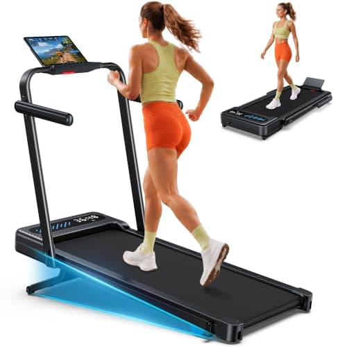 WELLFIT Walking Pad with 12% Auto Incline & Handle Bar, Foldable Treadmill | 375+ LBS Capacity, 40" x 16" Wide Belt, Max 7.6 MPH, 3.5HP Quiet Under Desk Treadmills for Home Office with APP, Remote & LED