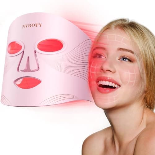 NVBOTY Red Light Therapy for Face, 4 Modes, 2000mAh Remote, 100 * 4 LEDs | 850NM Infrared & Red, Blue, Amber Light, 10-30min Timing Function, Home & Travel Use, Gift for Women