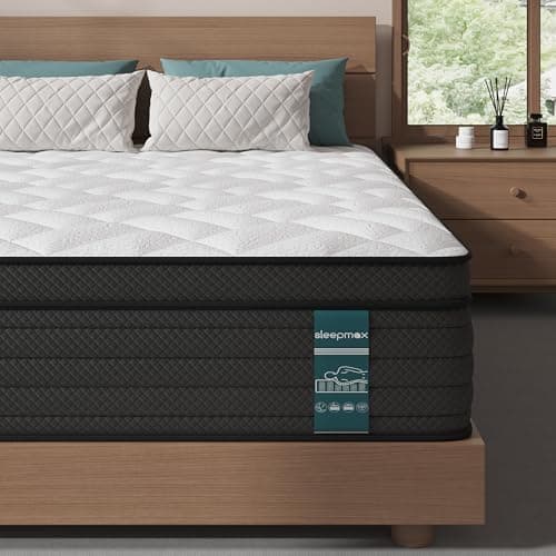Sleepmax Extra Firm Queen Mattress 14 Inch, Hybrid Mattress Pain Relieving | Deep Sleep Bed in Box, For Back & Side Sleepers, 365-Night Trial & Forever Warranty, Fiberglass-Free, CertiPUR-US Certified