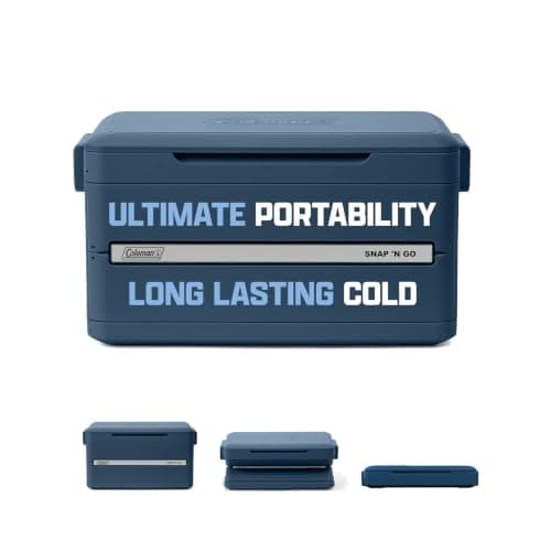 Coleman Snap 'N Go Collapsible Hard Cooler, Sapphire Blue, 45-Quart | Collapsible Hard-Sided Cooler, Holds 76 Cans, 55 Hours Cold Retention, Quick 10-Second Setup, Waterproof Removable Liner