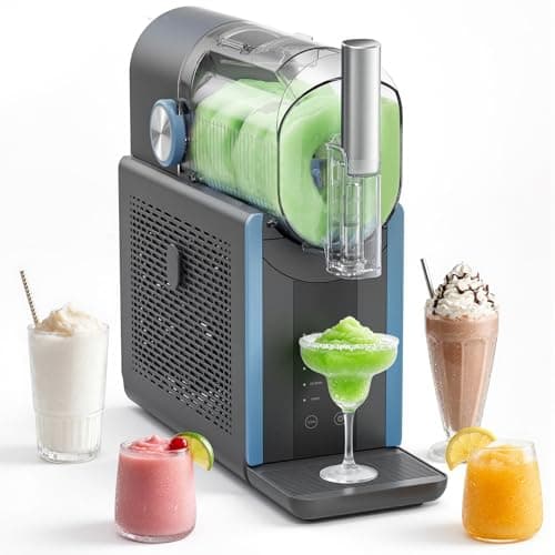 Slushie Machine for Home, 66oz Smart Frozen Drink Maker, 5 Programs & Clean Mode, No-Ice-Needed Slushy Maker for Margaritas, Smoothies, Milkshakes, Cocktails, and Soft Serve Ice Cream (Blue)