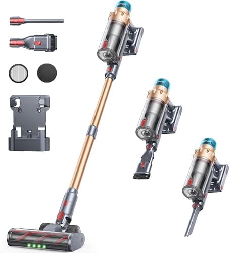 SMOTURE Cordless Vacuum Cleaner, 600W 50KPA Suction Stick Vacuum, Cordless Stick Vacuum Cleaner with 65Min Long-Lasting Runtime, LED Touch Screen Upright Vacuum for Hardfloor/Carpet/Pet Hair