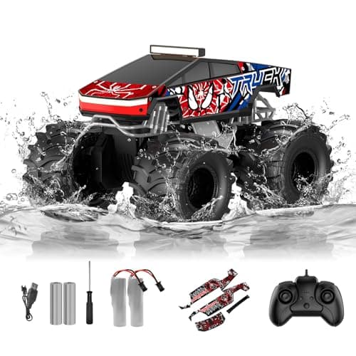 TOZDTO Remote Control Car, Amphibious Monster Truck Toys for Boys RC Cars | for Kids Ages 6-12, 2.4 GHz Waterproof RC Trucks, 1:18 4WD All Terrain Off-Road Pickup, Cool Christmas Birthday Ideas Gifts