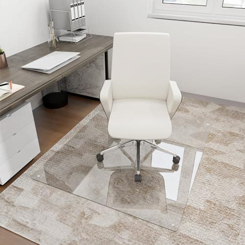 [Tempered Glass] 36" x 46" Glass Office Chair Mat for Carpet
