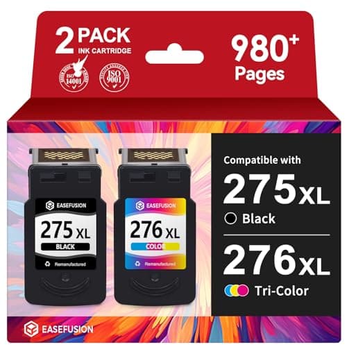 275XL 276XL Replacement for Canon 275 and 276 Ink Cartridges PG-275 CL-276 | for PIXMA TR4720 TS3722 TR4700 TR4722 TS3522 TS3720 TS3500 Printers, High Yield, PG-275XL PG275 CL276, Black Color Combo Pack