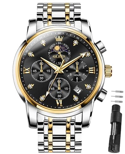 OLEVS Men's Wrist Watches Black Face Chronograph 11mm Dial Thickness Dress | Luxury Men Watches Easy to Read with Numerals Business Wrist Watch Reloj para Hombre Ideal Gift for Everyday Wear