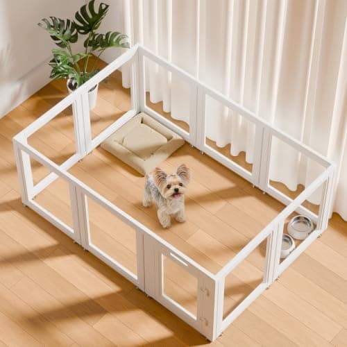 EVERFRONT Clear Acrylic Dog Playpen Indoor Puppy Playpen, 24" H, 10 Panels