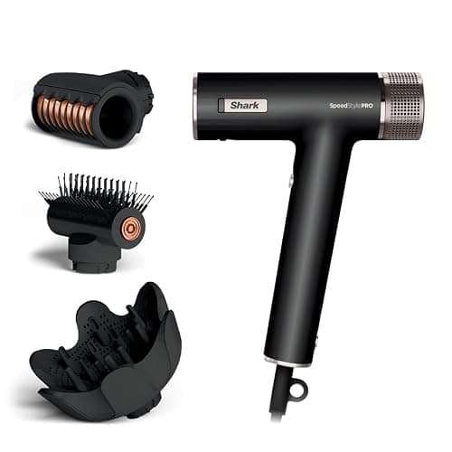 Shark SpeedStyle Pro Ionic Hair Dryer, Scalp Shield, Curly-Coily, HD732 | 0-100 MPH Airflow, DeFrizzFast Diffuser & QuickSmooth Brush Included, Defined Curls, High-Gloss Shine