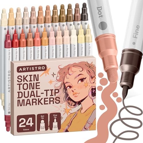 ARTISTRO 24 Skin Tones Dual-Tip Acrylic Paint Marker Pens