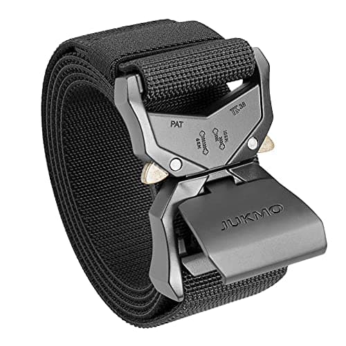 JUKMO Tactical Belt, Military Hiking Rigger 1.5" Nylon Web Work Belt | Heavy Duty Quick Release Aluminum Alloy Buckle & Stretch Belt Strap