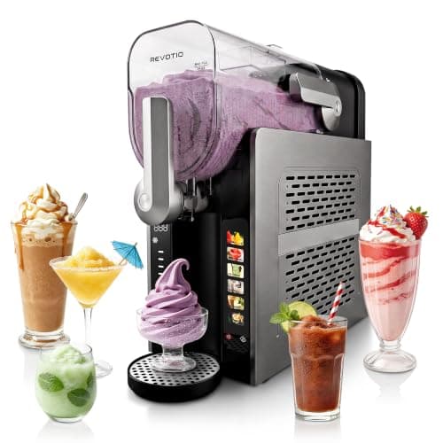 REVOTIO Slushie Machine for Home, 88 oz Tank, No Ice Needed, 6 Presets | Frozen Drink Maker, Slushy Machine, Soft Serve, Margaritas, Frappés, Milkshakes, Quiet, Auto-Clean, Perfect For Parties.