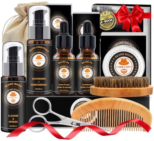 Beard Kit Christmas Stocking Stuffers Gifts Set for Men Him Grooming & Care | Mens Gift Birthday Valentines Fathers Easter Basket Unique Gifts Ideas for Men Dad Husband Boyfriend,Soften & Soothe Mustache