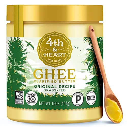 4th & Heart Original Grass Fed Ghee, Clarified Butter, 16 oz. | 100% Butterfat, Pasture-Raised, Supports Gut Health, Lactose & Casein Free, High Smoke Point, Keto & Paleo, Shelf-Stable