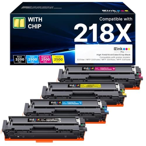 Compatible HP 218X Toner Cartridges 4 Pack with Chip for HP Color LaserJet pro MFP 3301fdw 3301sdw Compatible for 218X 218 218A Toner for LaserJet pro MFP 3301fdw 3301sdw 3301cdw 3201dw W2180X
