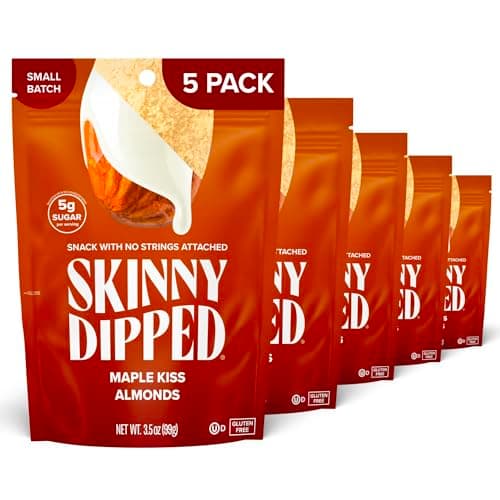 SkinnyDipped Maple Kiss Almonds, 3.5oz Resealable Bags | 5 Pack | Seasonal