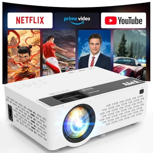 TMY 1080P Mini Projector, Built in Netflix app, 2-way Bluetooth, WiFi6 | Portable home theater, indoor/outdoor movies, Compatible with TV Stick/Roku/Phone/PC/PS/DVD/HDMI/USB