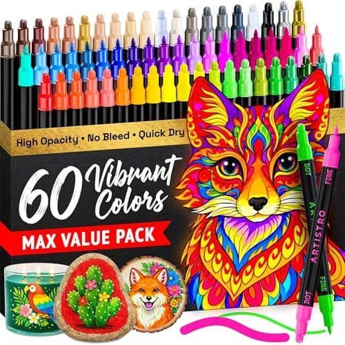 ARTISTRO 60 Multicolor Dual-Tip Acrylic Paint Marker Pens